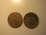 Foreign Coins: Mexico 1936 & 1937 5 Centavoses