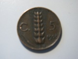 Foreign Coins: 1920 Italy 5 Centismo