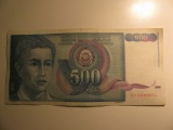 Foreign Currency: 1990 Yugoslvia 500 Dinara