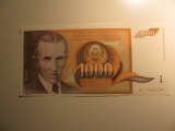 Foreign Currency: 1990 Yugoslvia 1,000 Dinara (UNC)