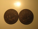 Foreign Coins: 1955 & 1956 Great Britain 1/2 Pennies