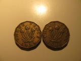 Foreign Coins: WWII 1939 & 1944  Great Britain 3 Pences