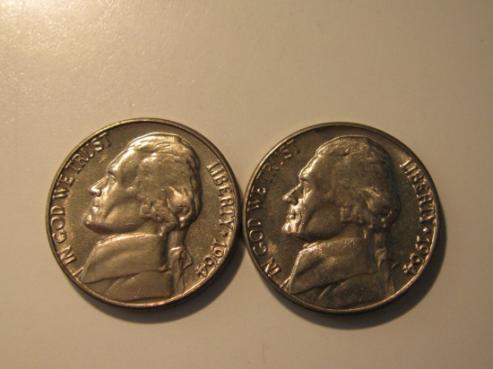 US Coins: 2x1964-D BU/Clean 5 Cents