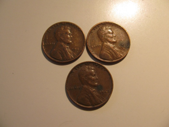 US Coins: 1946, 1946-D & 1946-S Wheat pennies