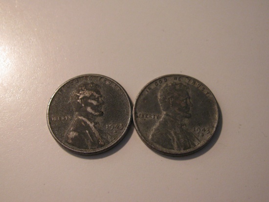 US Coins :2x 1943-D Steel pennies