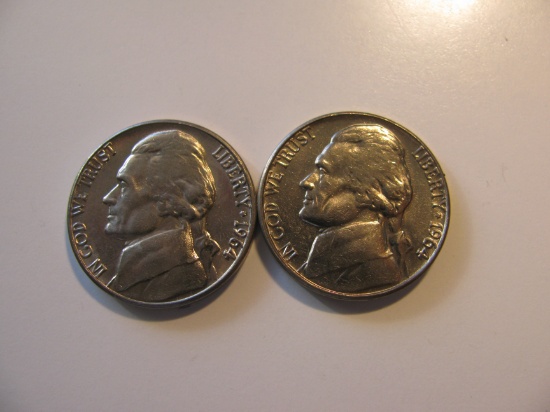 US Coins: 2x1964-D BU/Clean 5 Cents
