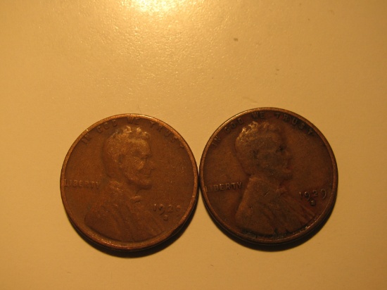 US Coins: 2x1929-S Wheat pennied