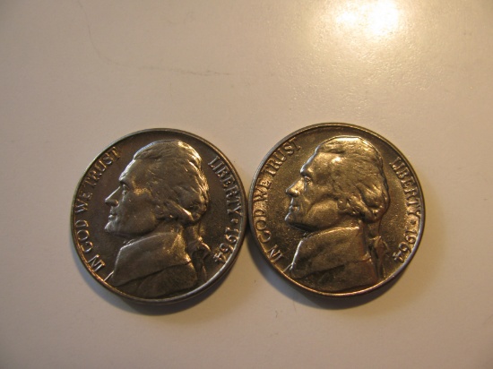 US Coins: 2x1964-D BU/Clean 5 Cents