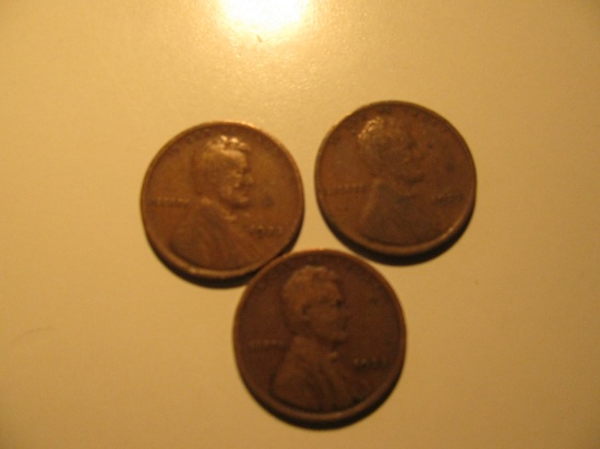US Coins: 3x1923 Wheat Pennies