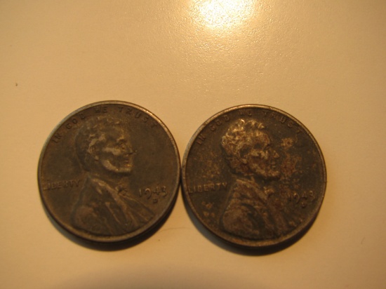 US Coins 2x 1943-D Steel pennies