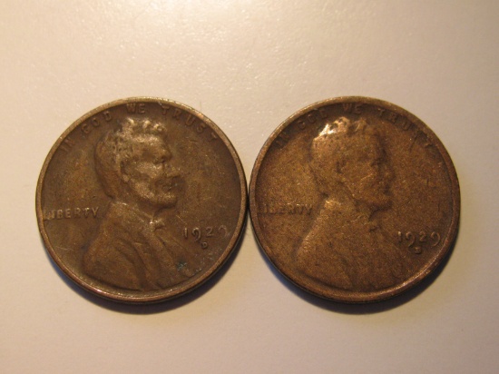 US Coins: 2x1929-D Wheat pennied