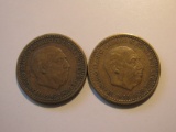 Foreign Coins: 1947 & 1953 Spain Pesetas