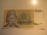 Foreign Currency: 1993 Yugoslavia 10,000 Dinara