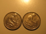 Foreign Coins: 1950 & 1969 Germany 50 Pfennigs