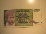 Foreign Currency: 1992 Yugoslavia 50,000 Dinara