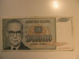 Foreign Currency: 1993 Yugoslavia 10 Million Dinara