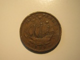 Foreign Coins: WWII 1939 Great Britain 1/2 Penny