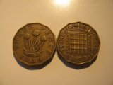 Foreign Coins: WWII 1939 & 1957 Great Britain 3 Pences