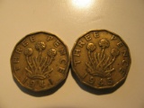 Foreign Coins: WWII 1941 & 1945  Great Britain 3 Pences