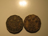Foreign Coins: 1937 & WWII 1944 Great Britain 3 Pences