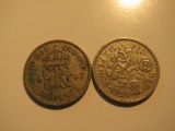 Foreign Coins: 1947 & 1955 Great Britain 6 Pences