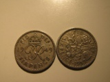 Foreign Coins: 1949 & 1955 Great Britain 6 Pences