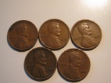 US Coins: 5x1928 Wheat Pennies