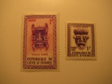 2 Ivory Coast Unused  Stamp(s)