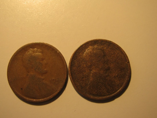 US Coins: 2x1920-D Wheat Pennies