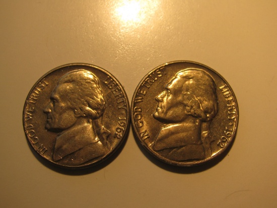 US Coins: 2x1962-D BU/Clean 5 Cents