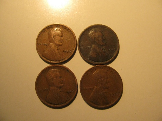 US Coins: 4x1926 Wheat Pennies