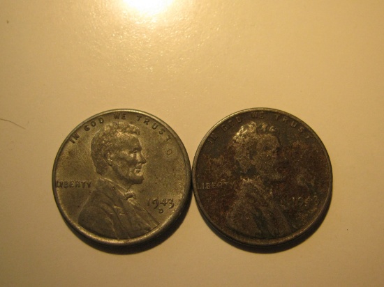 US Coins 2x 1943-D Steel pennies
