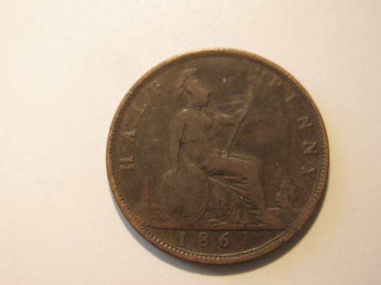 1861 Great Britain 1/2 Penny (Queen Victoria Era)