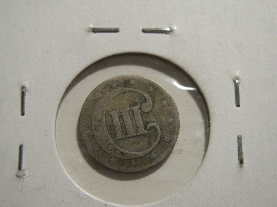 1853 USA Silver 3 Cents coin