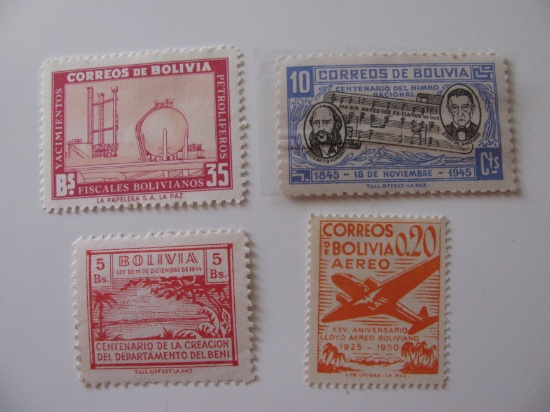 4 Bolivia Unused  Stamp(s)