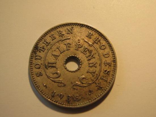 1938 South Rhodesia 1/2 Penny