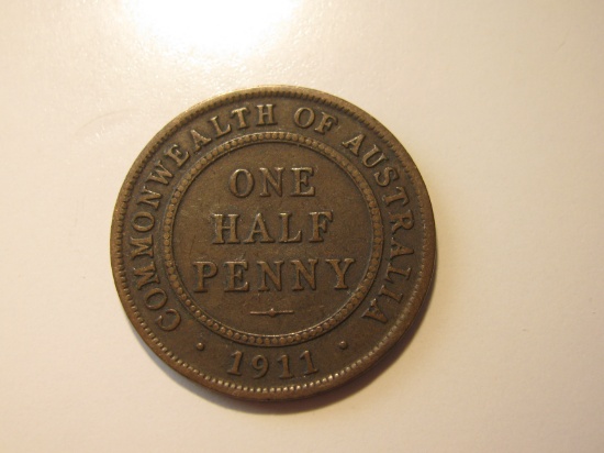 1911 Australia 1/2 Penny