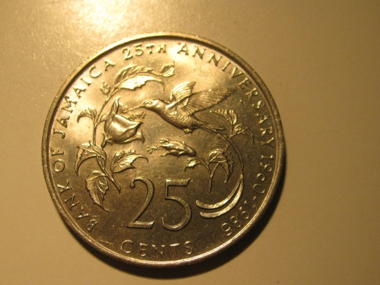 Foreign Coins: Jamaica 1985 25 Cents big coin