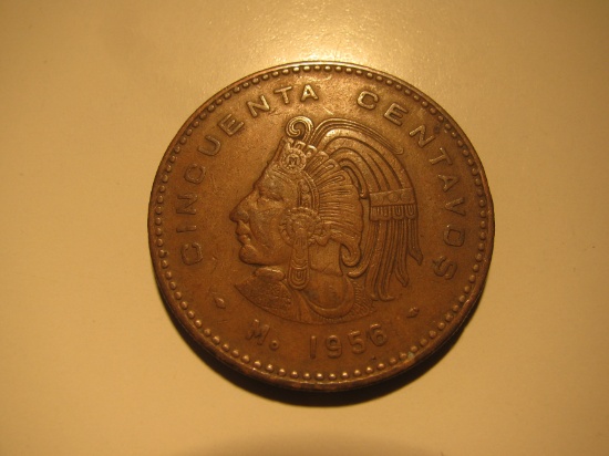 Foreign Coins: 1956 Mexico 50 Centavos big coin