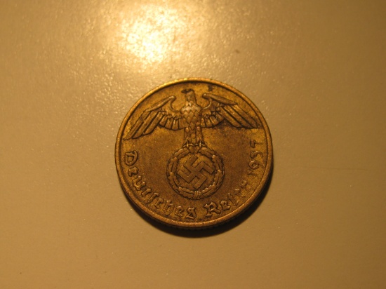 Foreign Coins: 1937 Nazi Germany 5 Pfennig