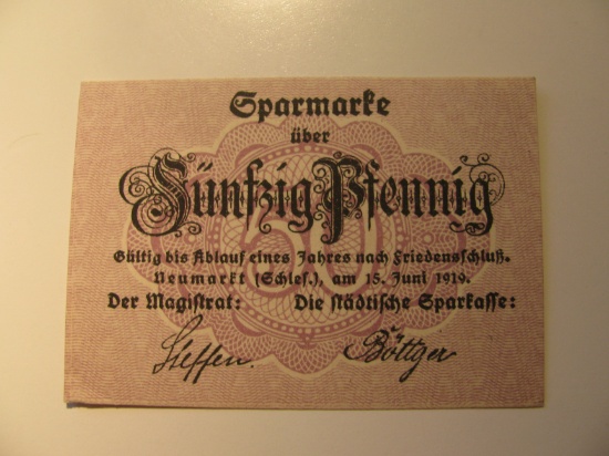 Foreign Currency: 1919 Germany 50 Pfennig Notgeld (UNC)