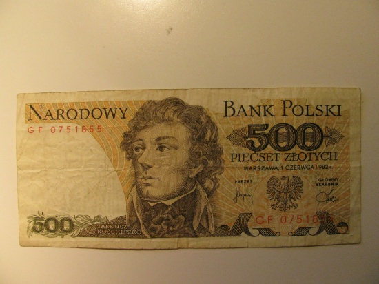 Foreign Currency: 1982 Poland 500 Zlotych