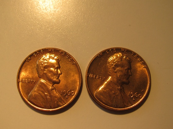 US Coins: 2xBU/Clean 1960-D pennies