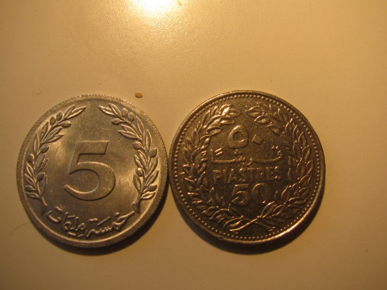 Foreign Coins:  Lebanon 1960  & 1978 50 Piastres