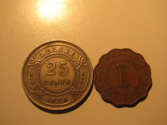 Foreign Coins: Belize 25 & 1 Cents