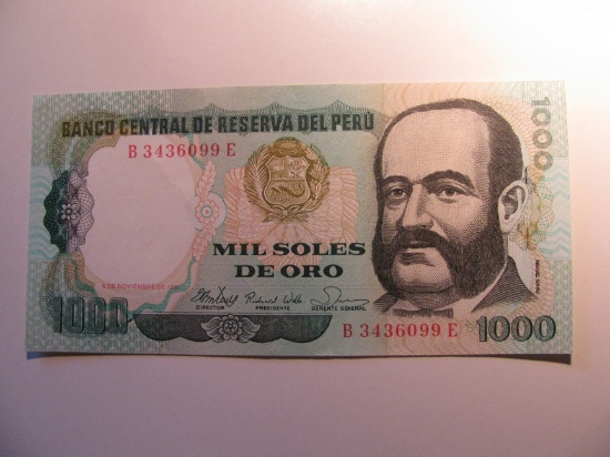 Foreign Currency: 1981 Peru 1,000 Soles De Oro (Crisp)