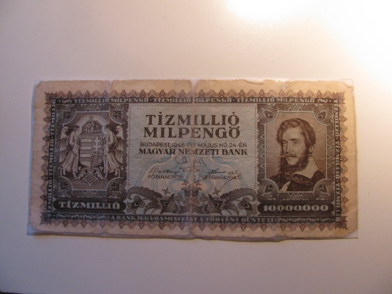 Foreign Currency: 1946 Hungary 10 million Pengo