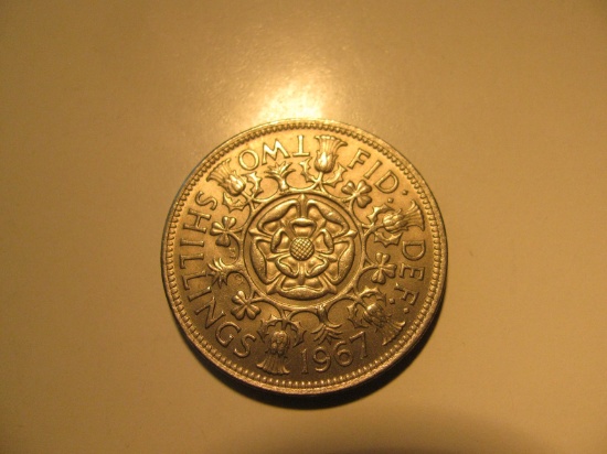 Foreign Coins: 1967 Great Britain 2 Shillings