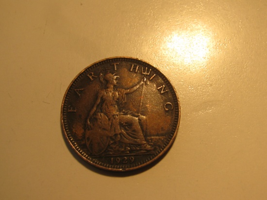 Foreign Coins: 1929 Great Britain Farthing