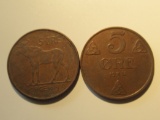 Foreign Coins: 1959 & 1977 Norway 5 Ores